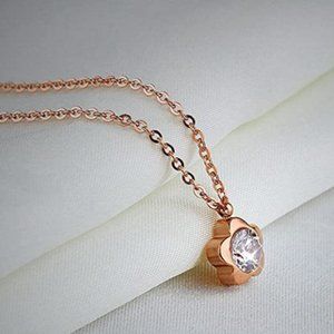 14K Rose Gold Plated Stainless Pendant Necklace